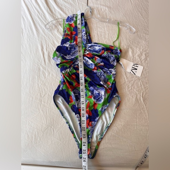 NWT ZARA Asymmetric Floral One-Shoulder Bodysuit S - Picture 14 of 16